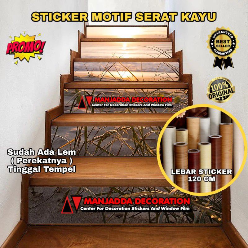 WALL STICKER LANTAI STIKER TANGGA STIKER KAYU STICKER MOTIF SERAT KAYU