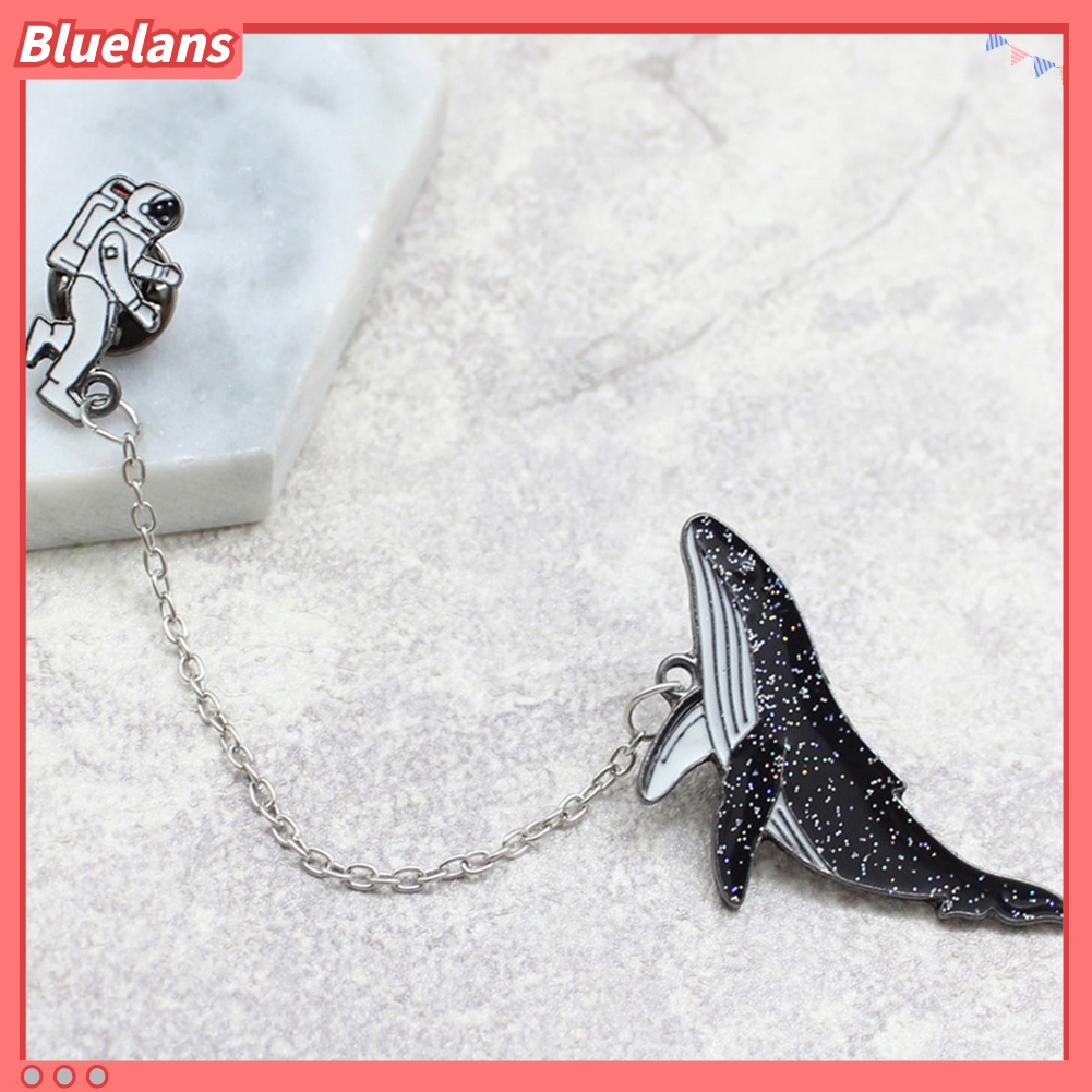 Bluelans Bros Pin Enamel Bentuk Astronot Whale Untuk Unisex