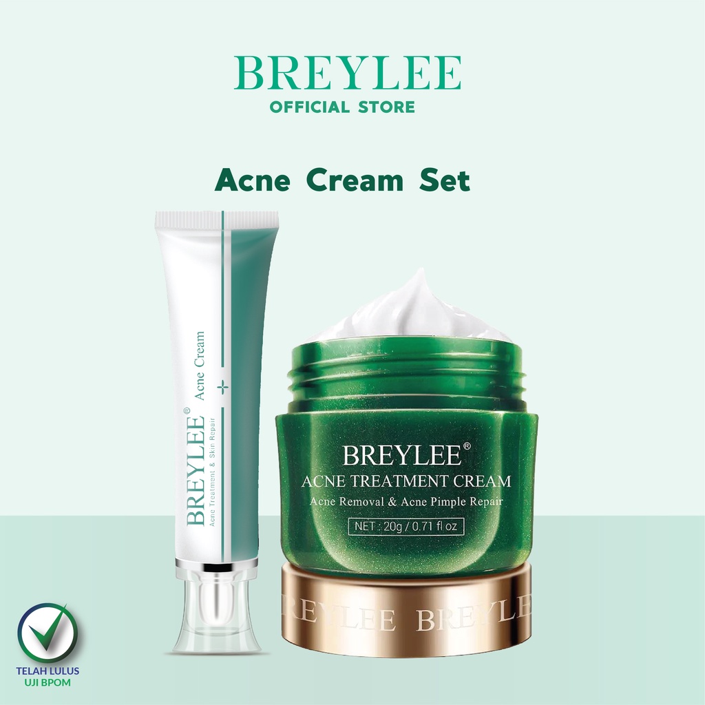 PENGHILANG JERAWAT BREYLEE Acne Cream Set Mengatasi &amp; Menghilangkan Noda Jerawat (2pcs)