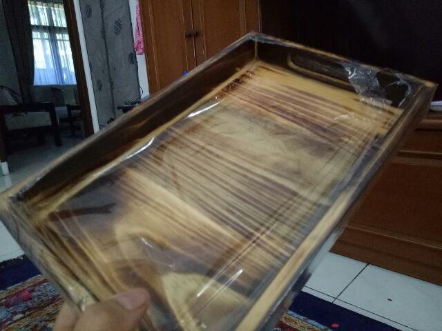 Nampan Kayu / Baki Kayu / Tray Kayu Pinus 28 X 18 Bakaran Melengkung