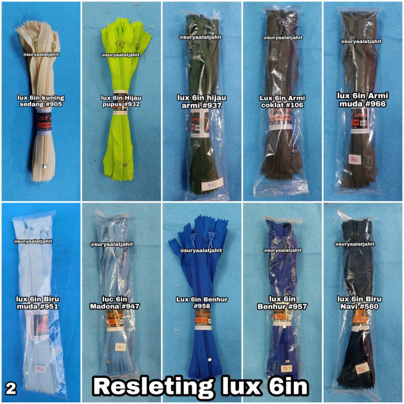 Resleting Lux 6in/15cm 1warna @1lusin =rp.7.100/12pcs