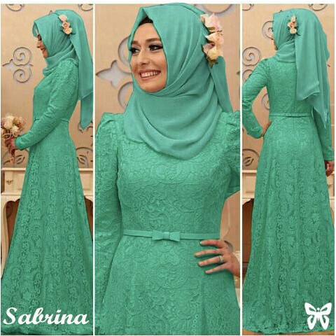 HOPYLOVY Gamis Brukat Terbaru Sabrina Maxi Brukat + GRATIS Belt Pita