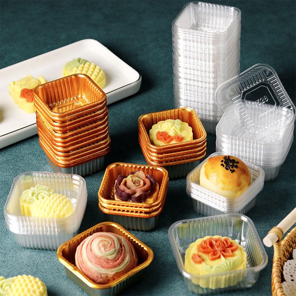 [Elegan] Tray Mooncake 100Pcs Wadah Cupcake Mousse Individu Sekali Pakai