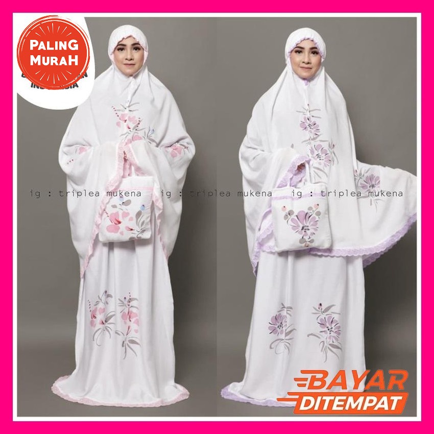 Promo Mukena Dewasa Renda Bordir Bunga Diamond Satin Sutra Premium Terbaru 2022 / Mukena Elegan / Mu