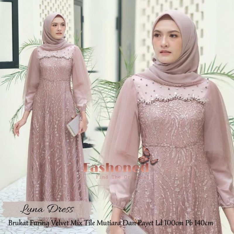 Luna Dress Brukat Muslim Jumbo XXXL Ld 120CM Ld 110CM Ld 100CM Brokat Lucia Dress Calista Maxi Premium Kondangan Kekinian Terbaru Lebaran Grosir Dres Pesta Tunagan Lamaran Pernikahan Resepsi Wisuda Seragaman Baju Lebaran Gaun Pesta Murah Konveksi Sage