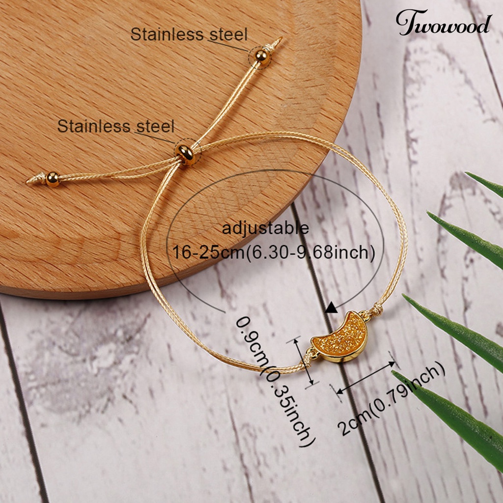 Twowood Chain Bracelet Adjustable Eye-catching Metal Sparkling Elegant Moon Beautiful Bracelet for Women