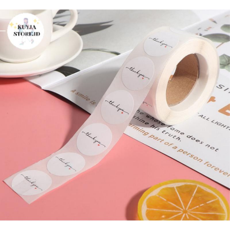 Jual STICKER THANK YOU WARNA PUTIH HARGA PER 100 PCS/ 1 ROLL Indonesia