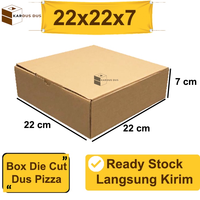 

Kardus Die Cut Pizza Polos 22x22x7 cm Dus Kue Box Baru Single Wall 3 MM Tebal - Murah