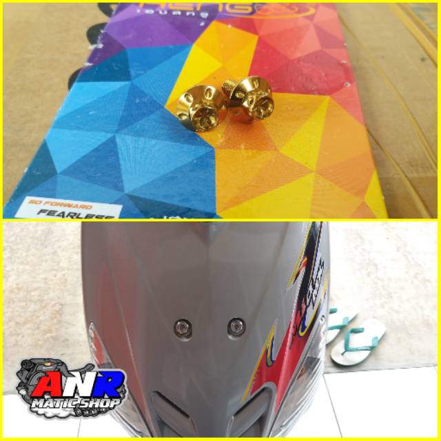 (2 Pcs) Baut Plat Nomer Tameng Depan Probolt Heng Thailand Honda Yamaha Mio Beat Scoopy Vario Fino