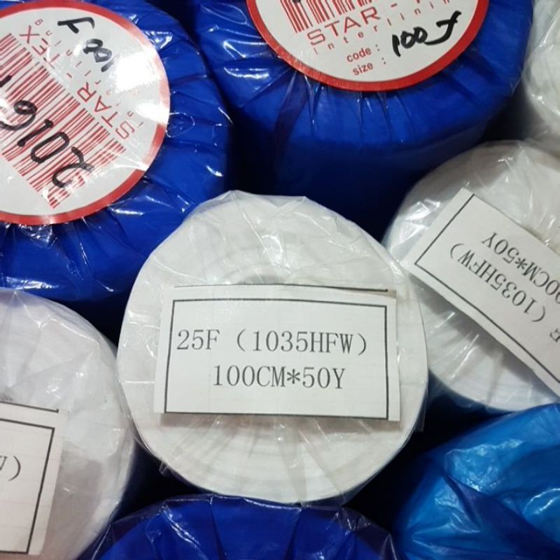 [1 roll] Kain Keras Tebal 25F 1035HFW - Kain Keras Lem 25F Tebal - Kain Keras Kerah Kemeja - Kain Ke