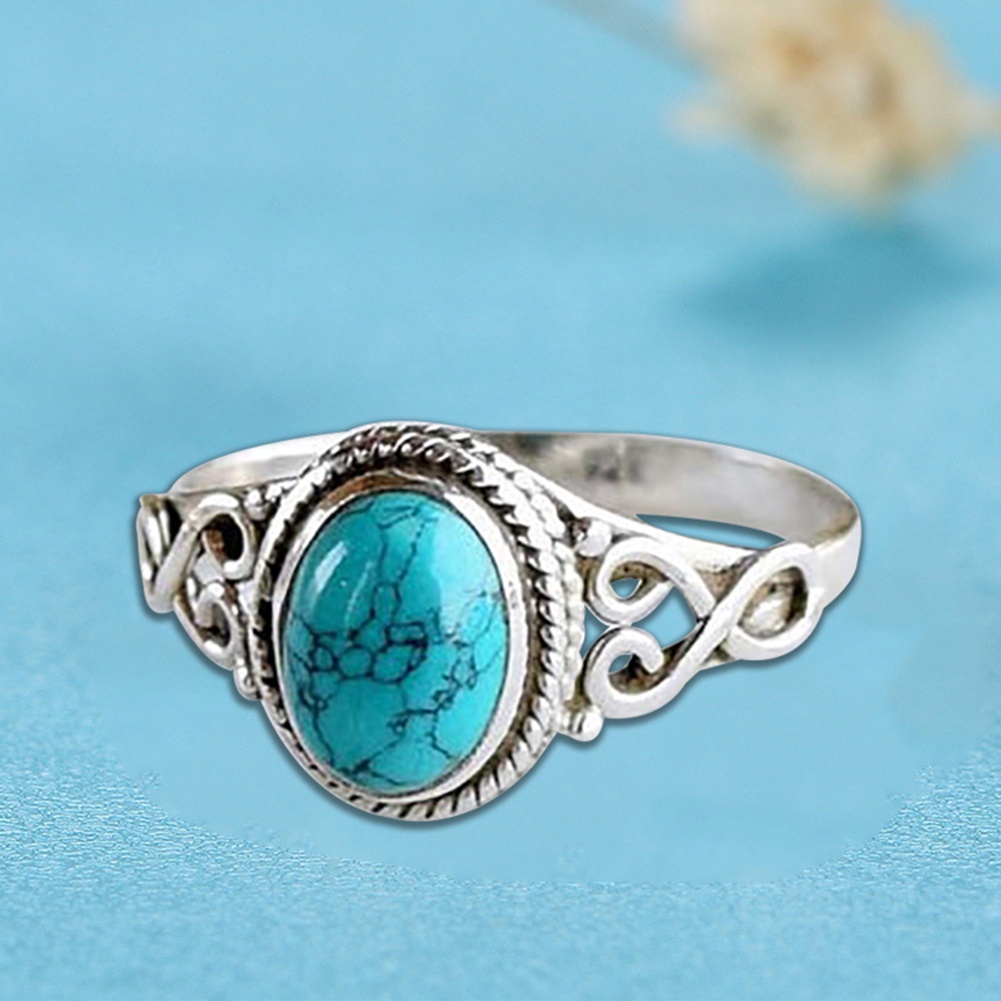 Hu Hu Hu Hu Hu Alat Bantu Pasang Kacamata♡ Cincin Batu Permata Turquoise Alami Antik Vintage Untuk Hadiah Pernikahan