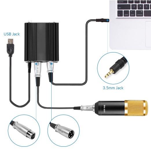 PHANTOM POWER MICROPHONE 1 CHANNEL 48V SUPPLY FOR CONDENSER MICROPHONE - RU-P48V - BLACK-3