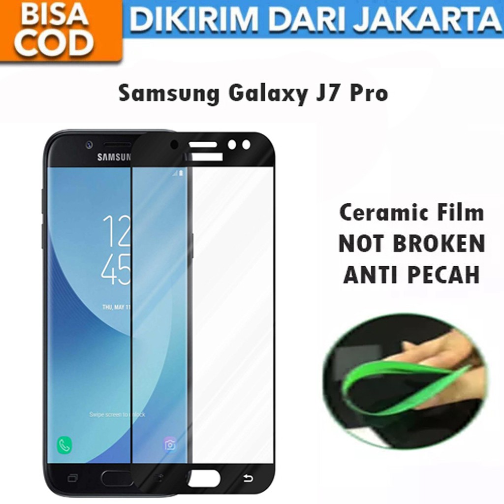 Tempered Glass Samsung Galaxy J7 Pro Full Cover / Full Screen Ceramic Film Anti Gores