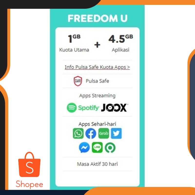 Murah INDOSAT KUOTA FREEDOM U 1GB + 4.5GB APPS (30 HARI) Elegan