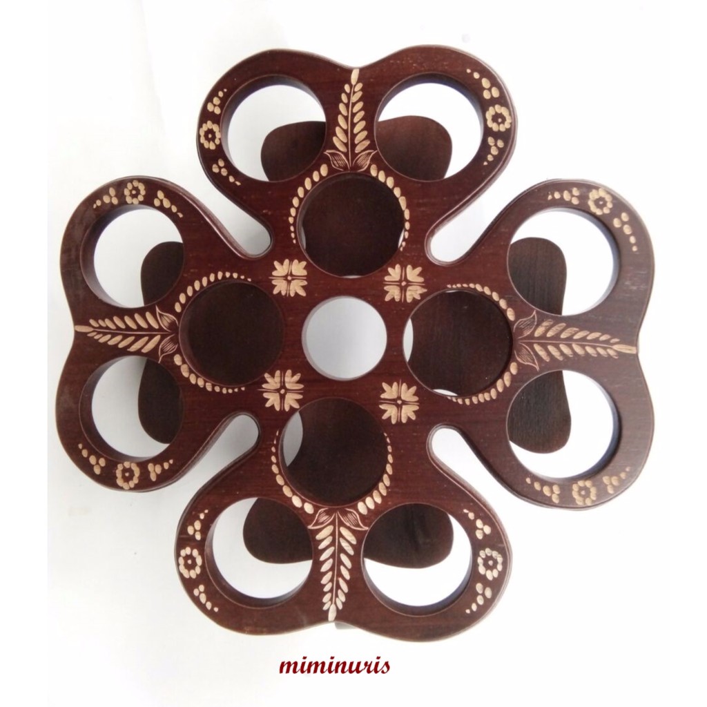 Tempat aqua gelas / tempat air mineral / tempat aqua kayu jati / tempat aqua gelas murah