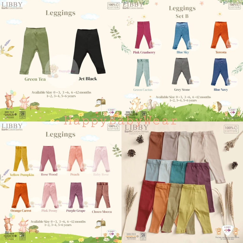 Libby 1 Pcs Legging Bayi Earth Color New Born / Anak 100% Cotton Libby Baby leging