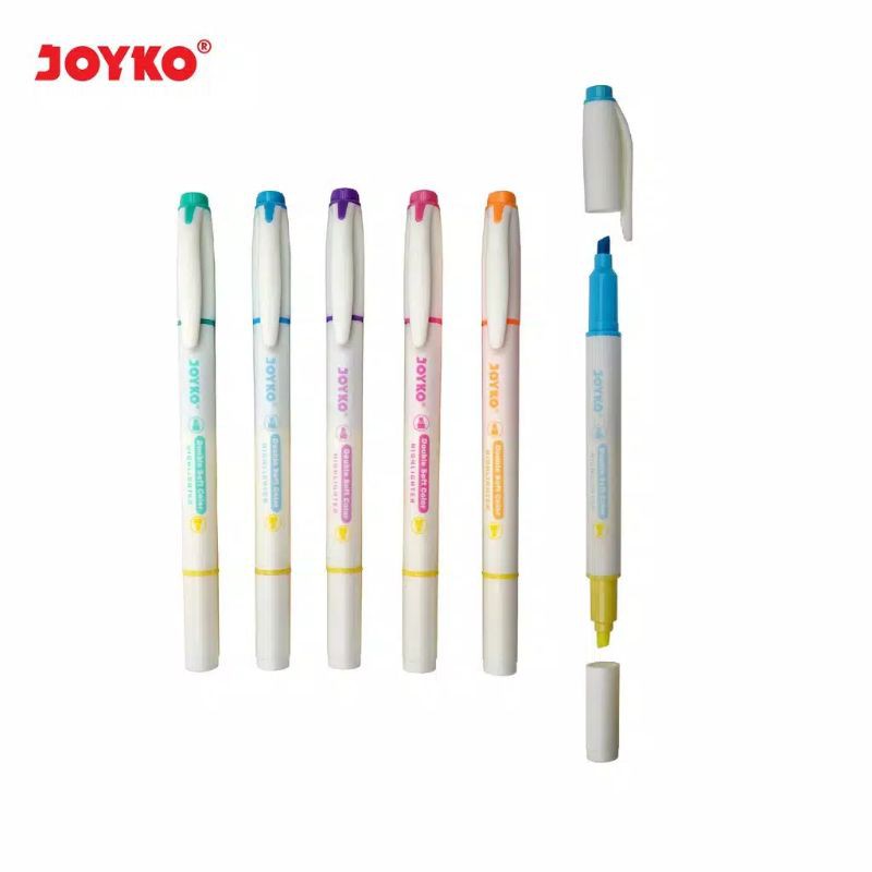 stabilo merek JOYKO bolak balik/Highlighter / Penanda Joyko HL-46 / 1 SET 5 PCS / 6 Warna-1