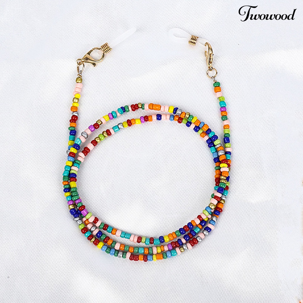 Twowood Anti-Lost Portable Eyeglass Chain Necklace Colorful Beaded Hanging Face Cover Chain Holder Glass Accessories