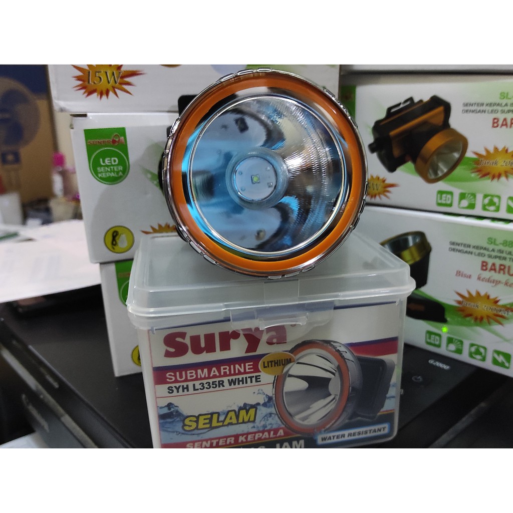 Senter Kepala Selam 30 Watt Surya SYH L335R Original Free Adaptor Charger 16 jam