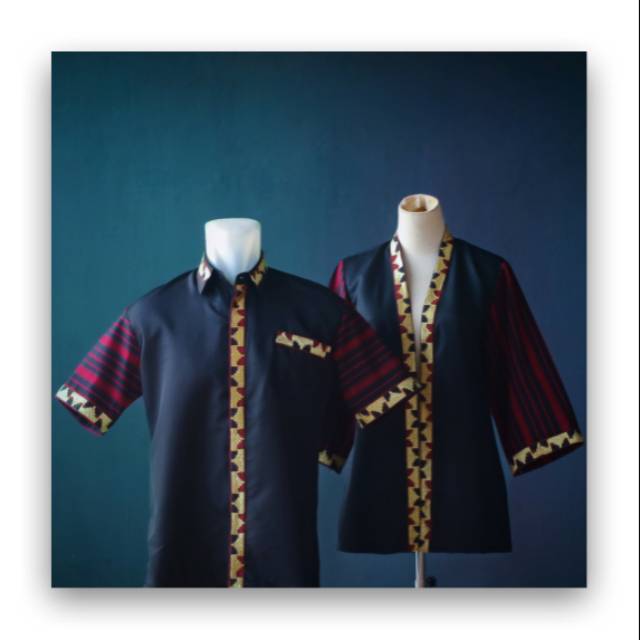 Paket Couple Kemeja Tapis Lampung Al baaqii & Kimono Outer