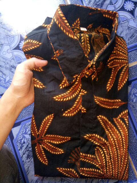 Kemeja Batik Pria Lengan Panjang Motif Kembang Langit Abuabu