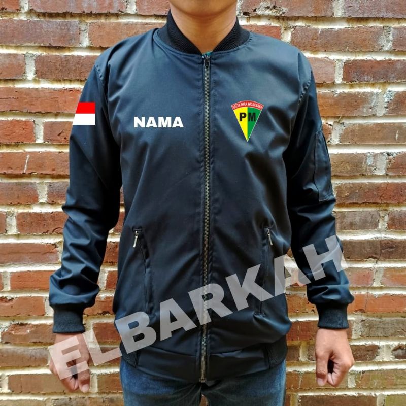 JAKET BOMBER LOGO PM POLISI MILITER JAKET BOMBER BISA CUSTOM LOGO SENDIRI jaket bomber waterfroop jaket bomber terbaru