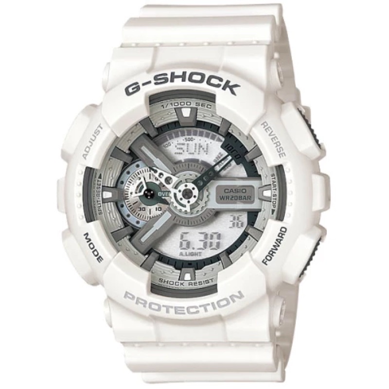 Casio G-Shock GA-110MW-7ADR Digital Analog Dial White Resin Strap