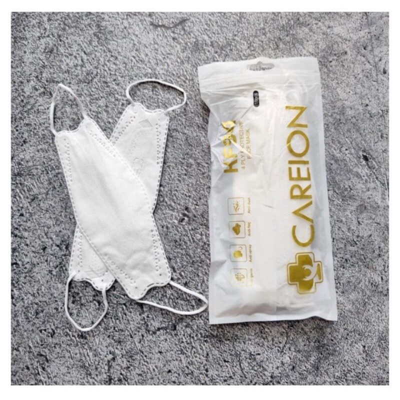 WHITE CAREION KF94 MASKER KF94 4PLY KEMENKES HITAM PUTIH PROMO