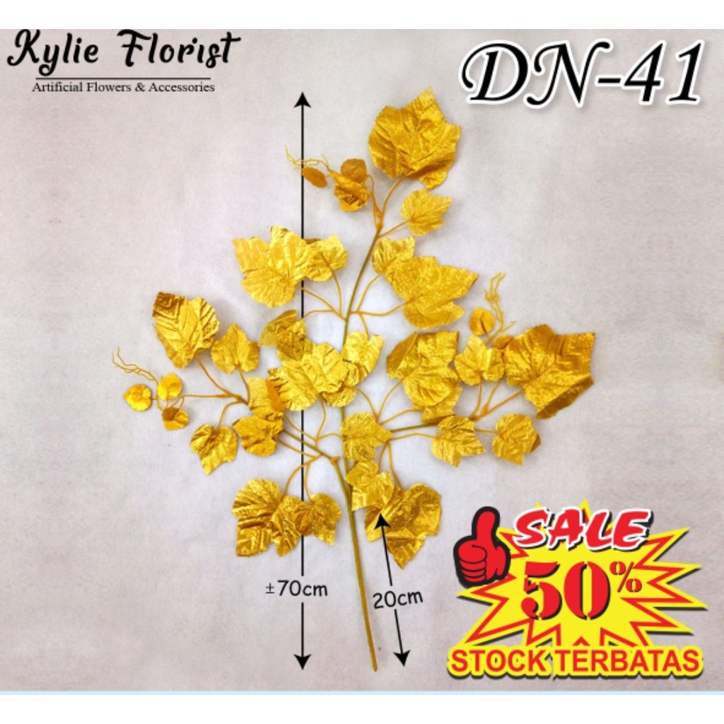 

daun maple anggur emas artificial cabang 3 dekorasi per tangkai