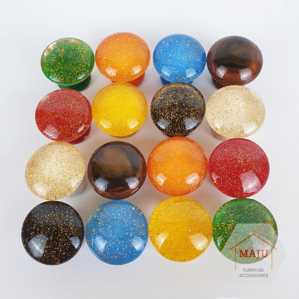 Knob Knop Pelangi Bintik Emas 2.5 cm Asli Warna Glitter Emas (Handle Laci, Lemari, Pintu)