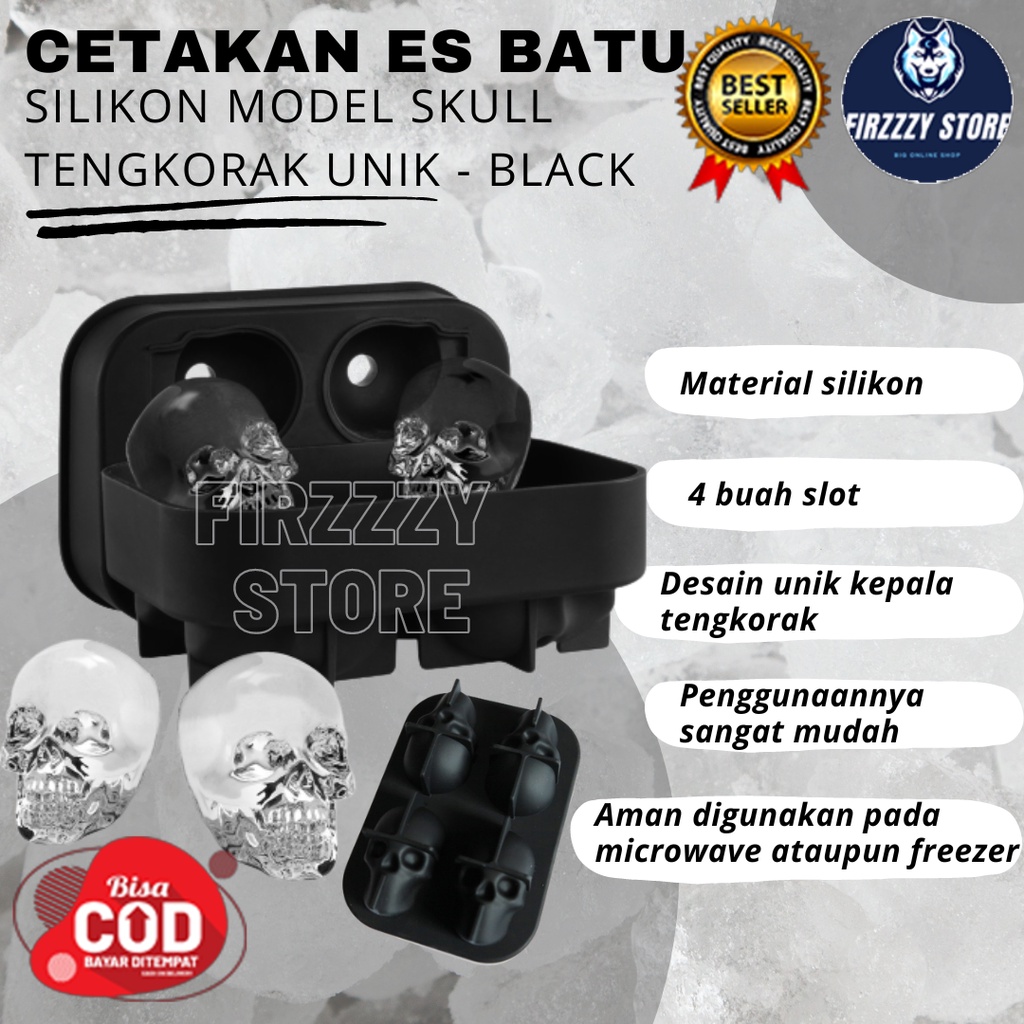 Cetakan Es Batu Model Tengkorak Skull - Black