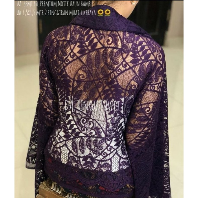 Kain Brokat Bakal Kebaya Brokat Semi Italy Premium Daun Bambu 1,5 Mtr