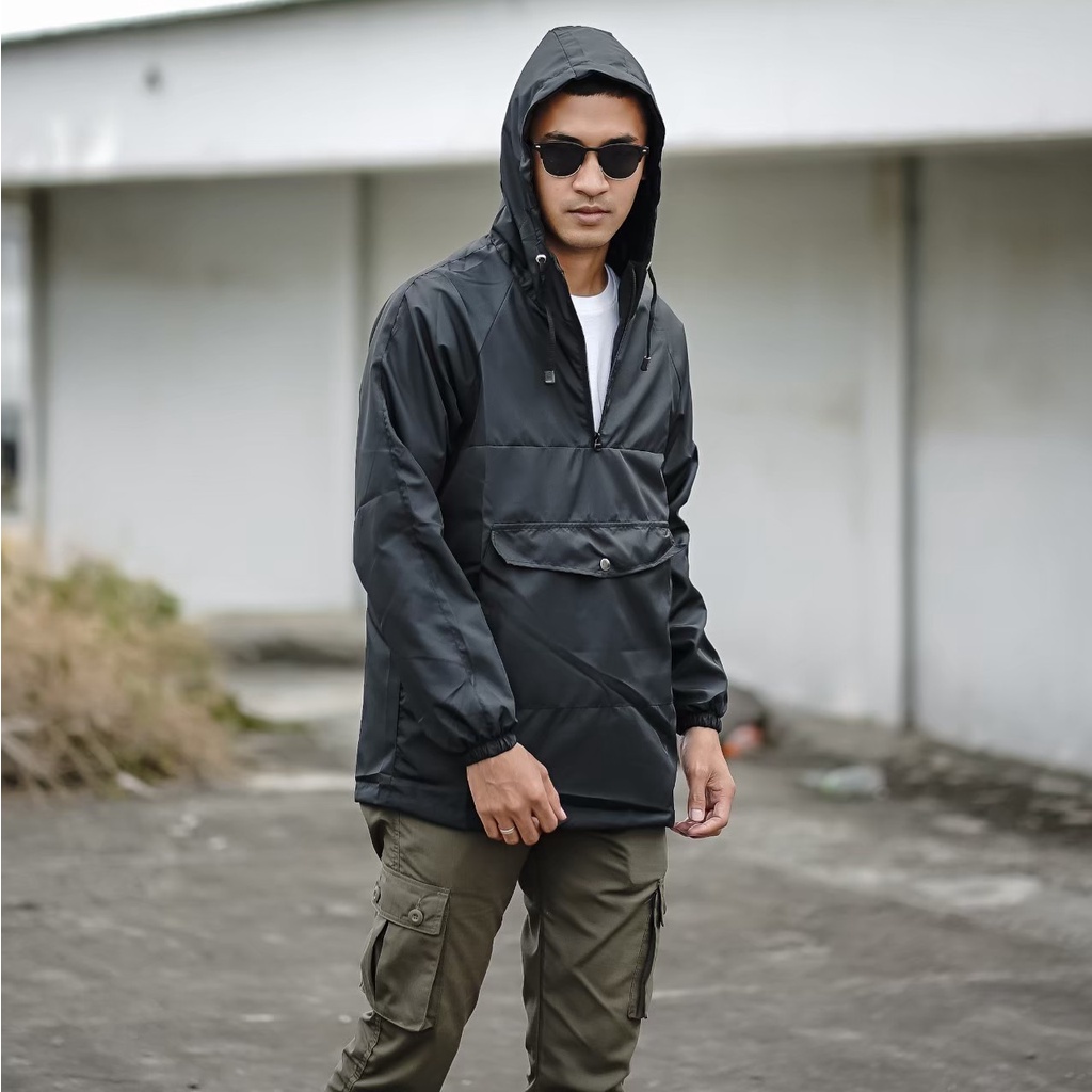 Jaket Cagoule Hitam Polos Simple BGSR