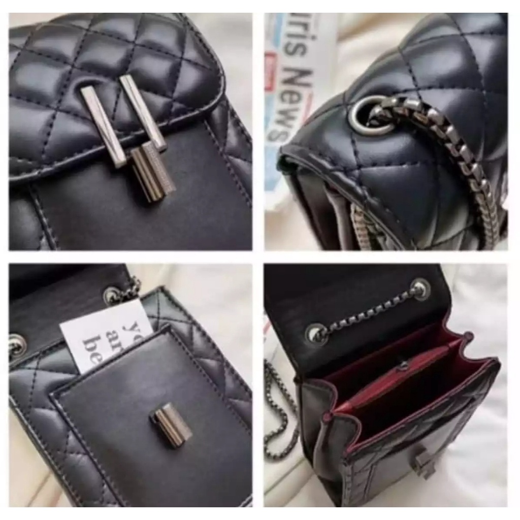 Tas Selempang Wanita cewek Terbaru Fashion Korea, Tas Sling bag Slempang Cewek Black Nikel, Tas Pesta Kondangan Wanita Cewek, Slingbag Wanita Korea Terbaru