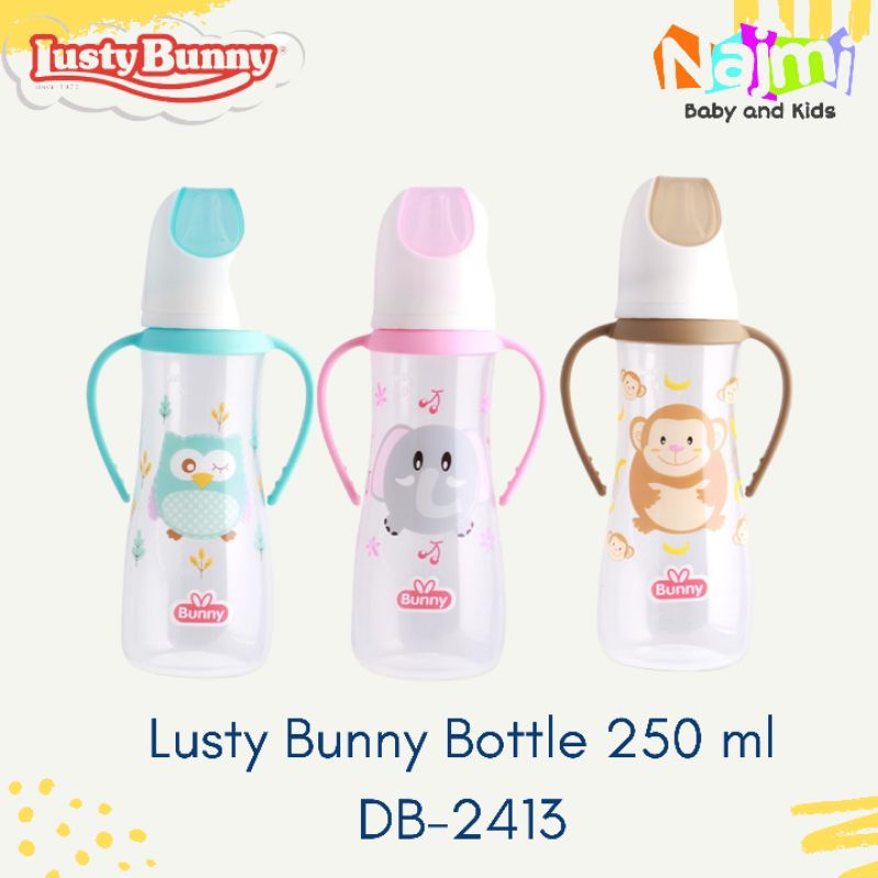 DB2413 LustyBunny Botol Susu Bayi Gagang 250ml Baby Feeding Bottle Lusty Bunny