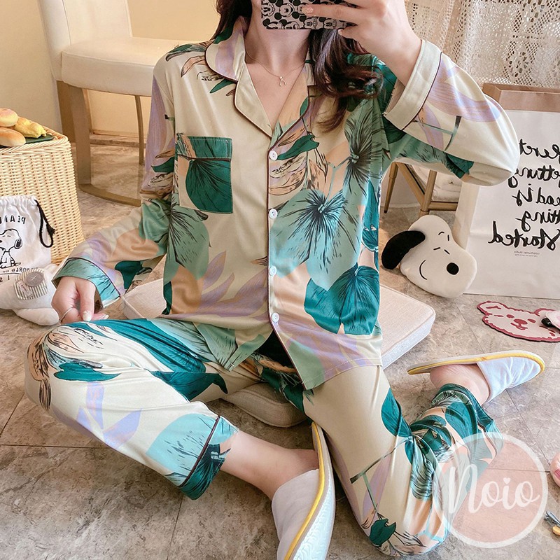 BAJU TIDUR WANITA BLOOMING FLOWER KOREA BUNGA PIYAMA WANITA DEWASA IMPORT ONE SET - LLP BLOOM-3