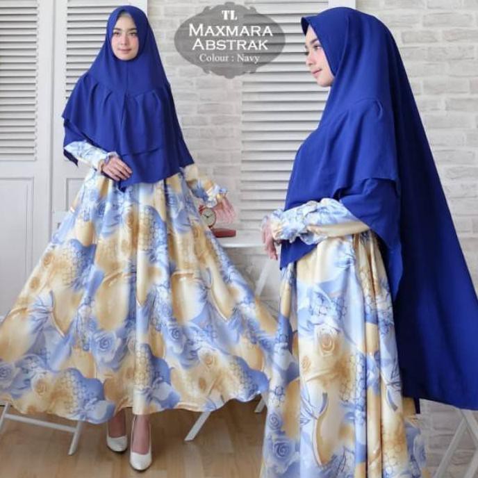 TUNIK KEREN BAJU GAMIS WANITA SYAR'I MAXMARA ABSTRAK BAHAN MAXMARA TERBARU HR3