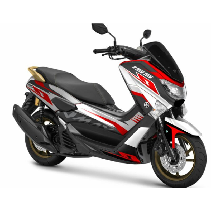 Sticker Decal Nmax Lama Full Body Putih Lis Merah
