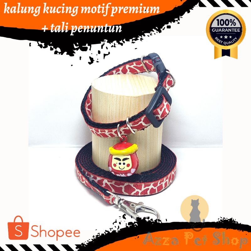 kalung kucing motif premium + tali penuntun / tali kalung kucing lonceng karakter / kalung kucing