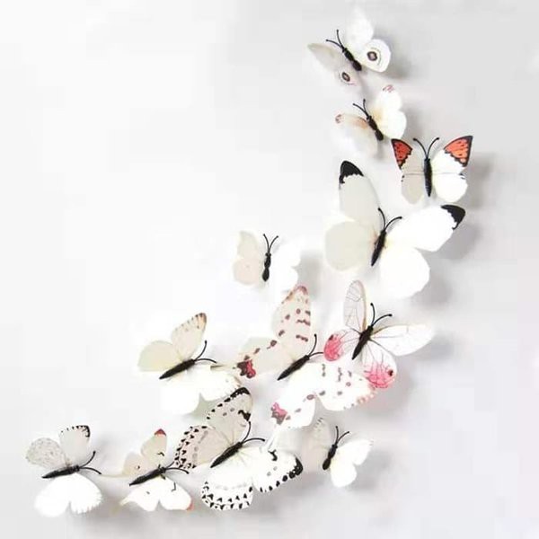 UG LED Kupu Kupu 3D Stiker Dinding 3D Motif Kupu-Kupu 3D Wall Sticker 12 Butterfly PVC Import Grosir