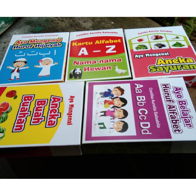Flashcard kartu pintar/ nama hewan/ alfabet/ aneka buah/sayur/hijaiyah/benda/transportasi