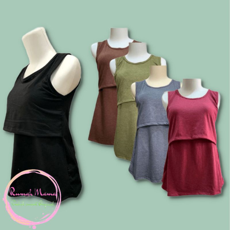 Tanktop Ibu Menyusui, Tenktop Bumil Busui Bahan Katun, Baju Ibu Menyusui, Baju Busui Bahan Kain Premium Tidak Tembus Pandang