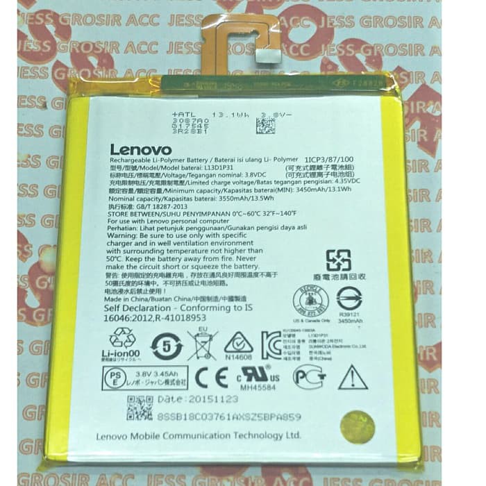 Baterai Battery Original LENOVO IdeaTab S5000 S5000H A3500 / L13D1P31