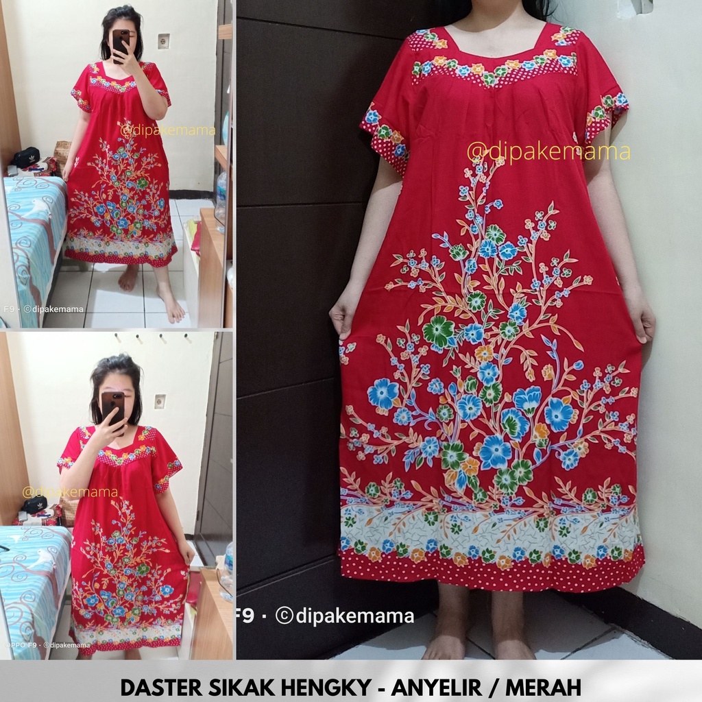 Daster Hengky Sikak ANYELIR TERBARU SEPATU BINTANG roda Baju Tidur Daster Batik Murah Harga Pabrik DASTER WANITA TERLARIS-ANYELIR-Merah