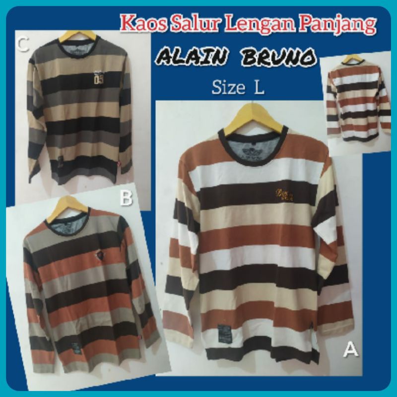 Kaos Pria Lengan Panjang Salur ALAIN BRUNO