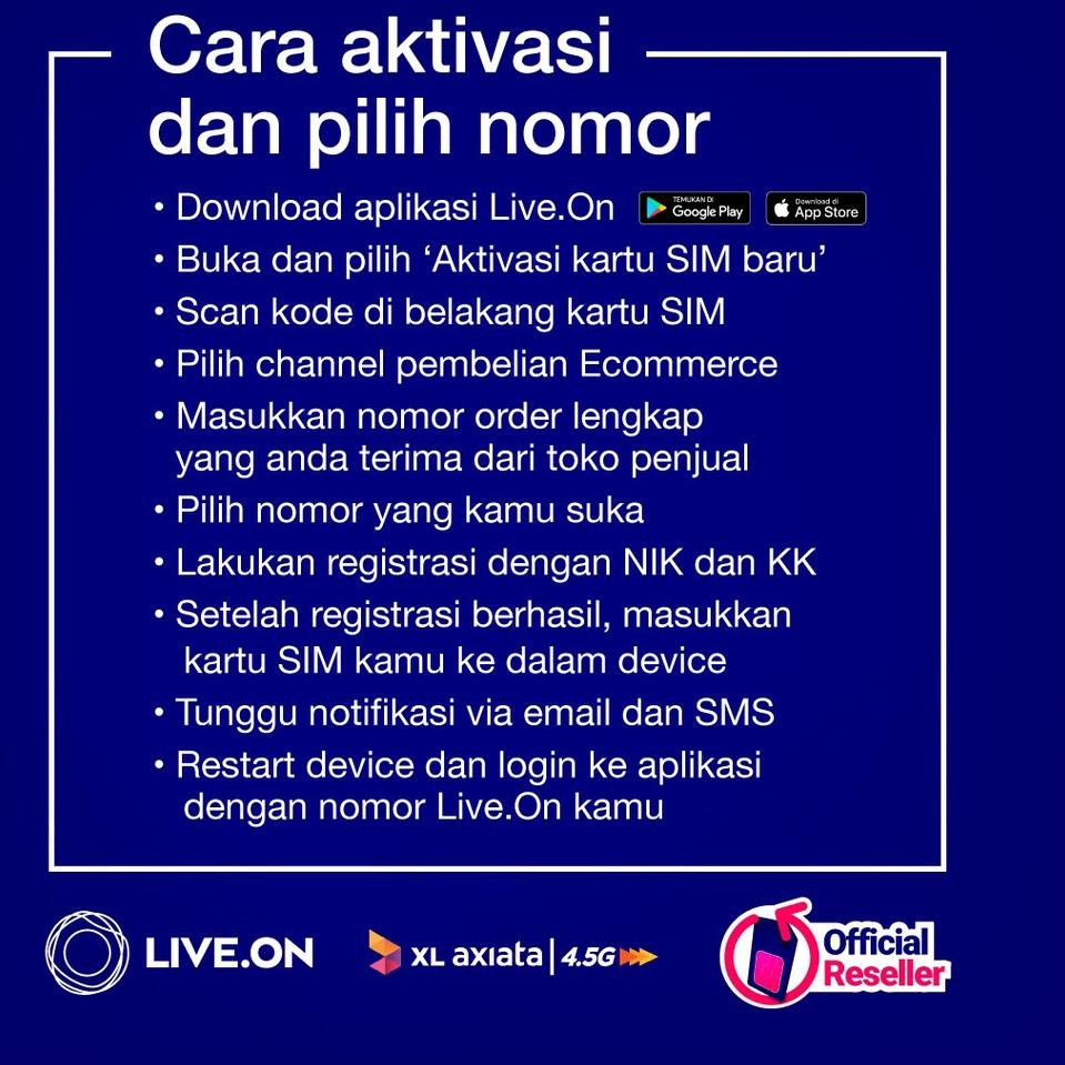 Kartu Perdana Live On 107 GB Kuota Utama 7GB Bonus Voucher 100GB 24 Jam Tanpa Dibagi" 30 HarI (KODE 98)
