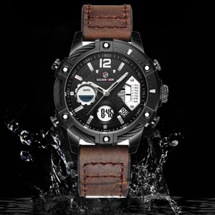 (COD) Jam Pria Kulit Original Golden Hour GH-120 Premium Japan Quartz Water Resistance Garansi