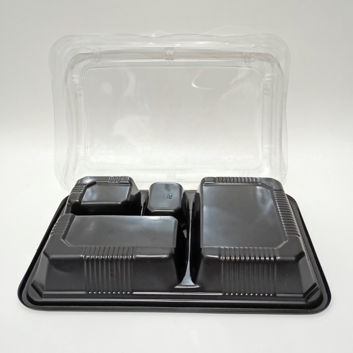 RB MIKA Bento Sekat 4 Persegi / Tray Mika Bento Sekat 4 Tahan Panas Isi 25 Pcs