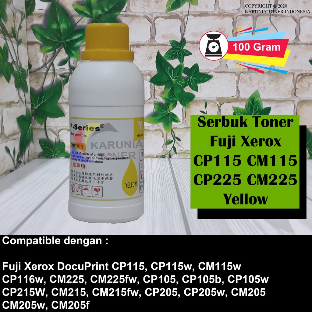 Serbuk Toner For Fuji Xerox CP115 CM115 CP225 CM225 Cyan Magenta Yellow Black 100 Gram