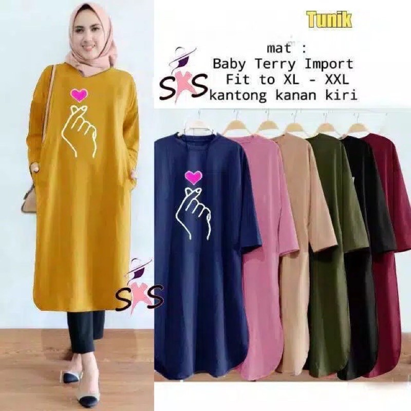 TUNIK JUMBO SAKU KIRI KANAN LD 110cm Promo Babyteri sablon